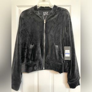 Marc new york performance black luxe stretch velvet bomber jacket, NWT XL